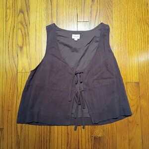 Boutique Brown Tie Front Tank Size Small